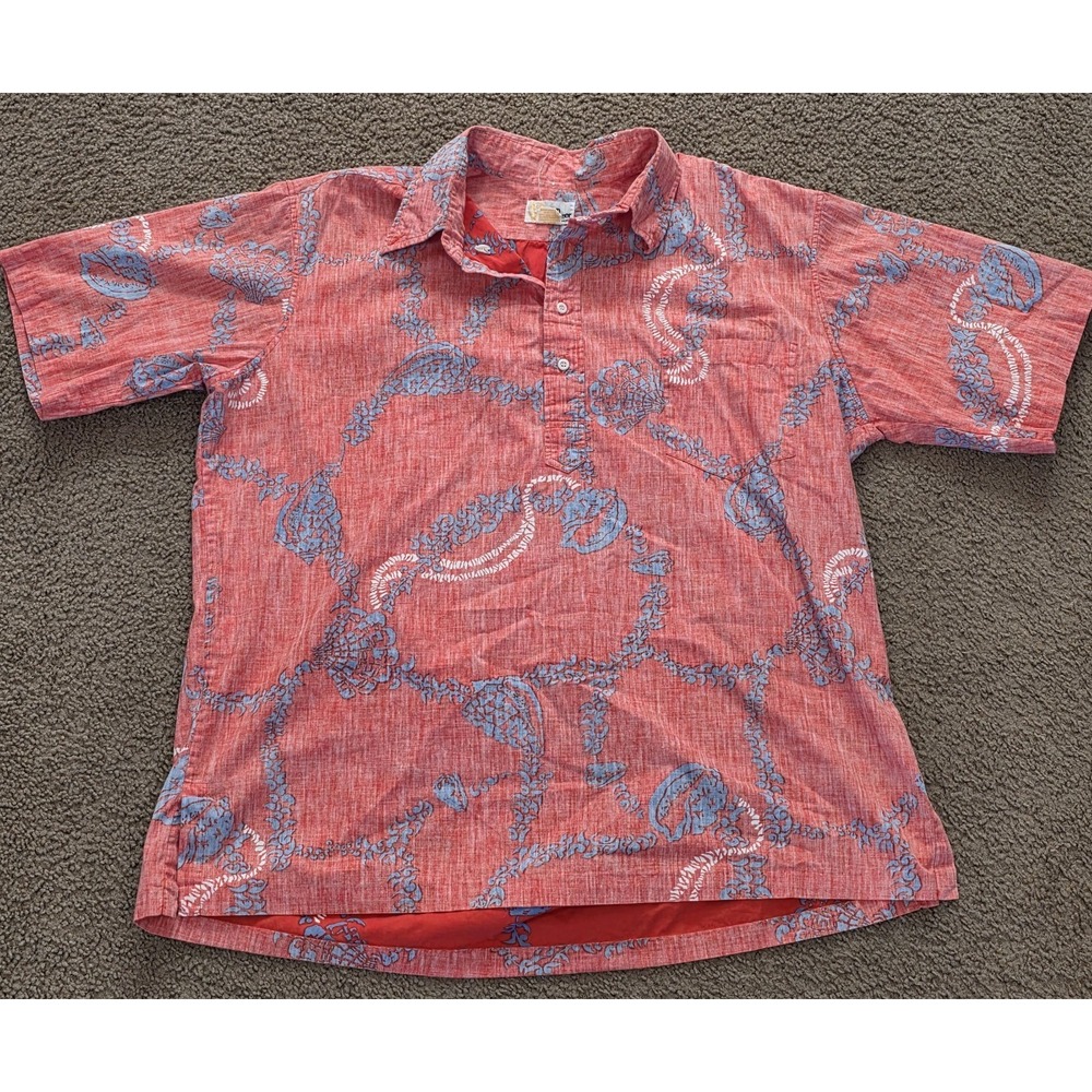 VTG 70s Reyn Spooner Gold Tag Hawaiian Shirt XXL Cotton Reverse Print Aloha